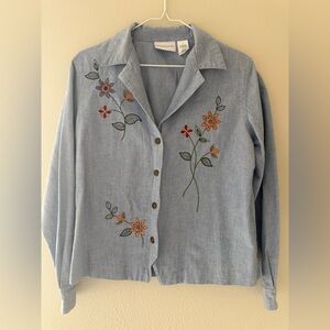 Alfred Dunner Light Blue Button-Up Shirt